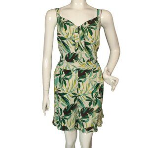 TORRID Romper, 1/14-16, Green Leaf print, Smocked back, Spaghetti strap, pockets